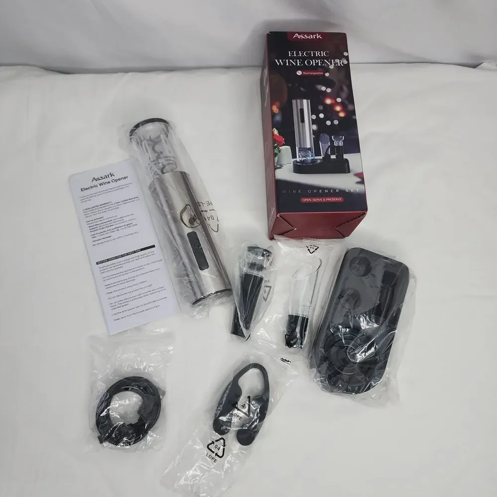 Rechargeable Electric Wine Bottle Openers Set Vacuum Stopper Foil Cutter Pourer